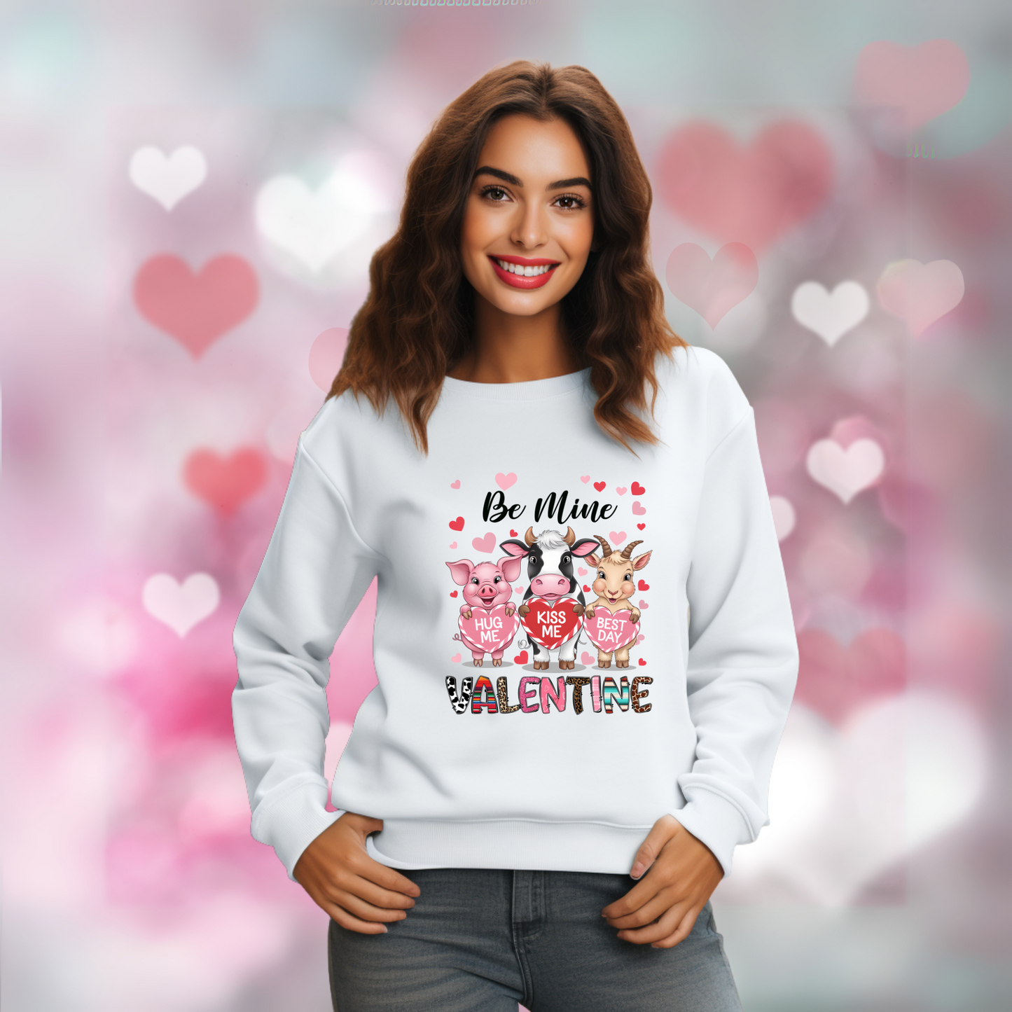 FARM ANIMALS VALENTINES SWEATSHIRT