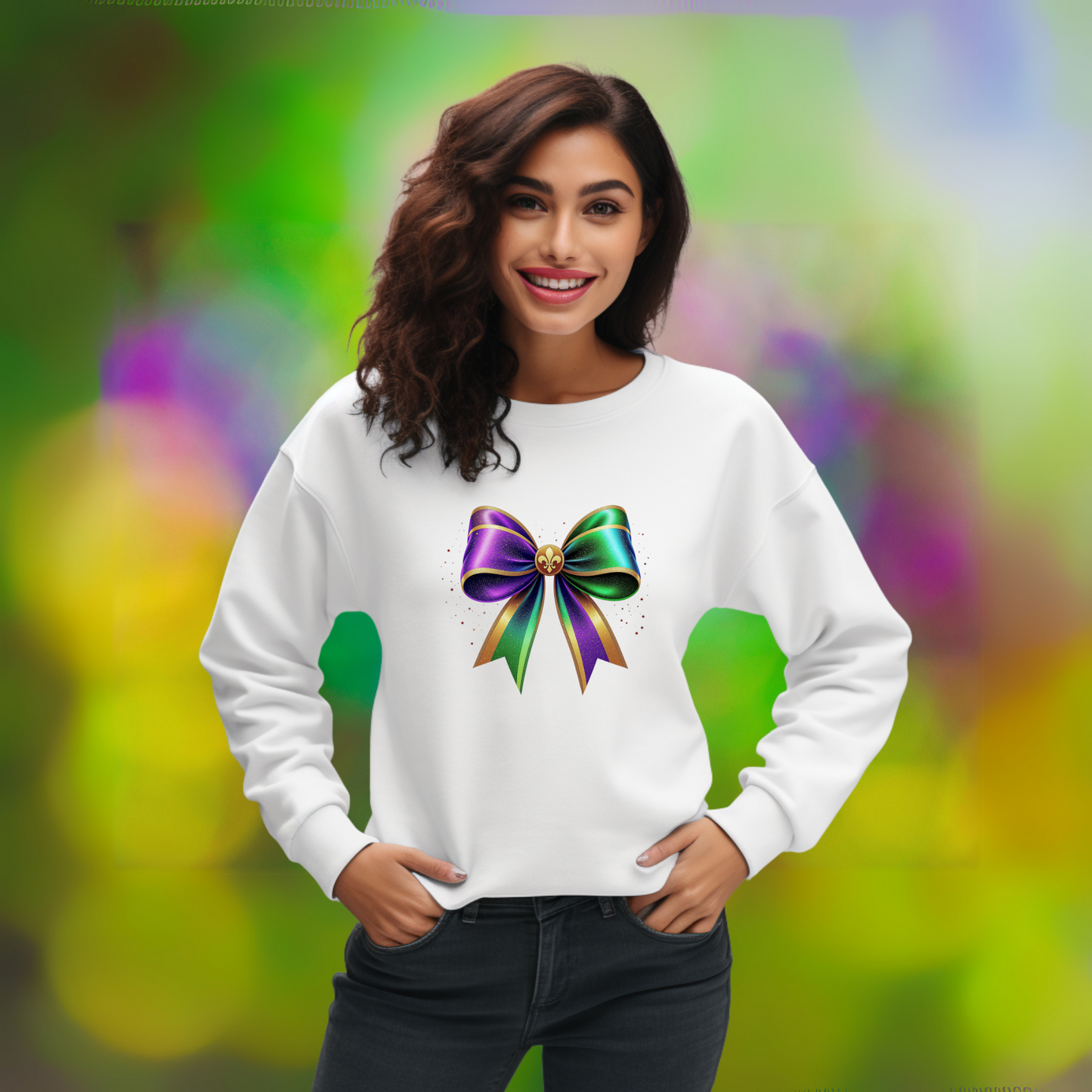 MARDI GRAS BOWS SWEATSHIRT