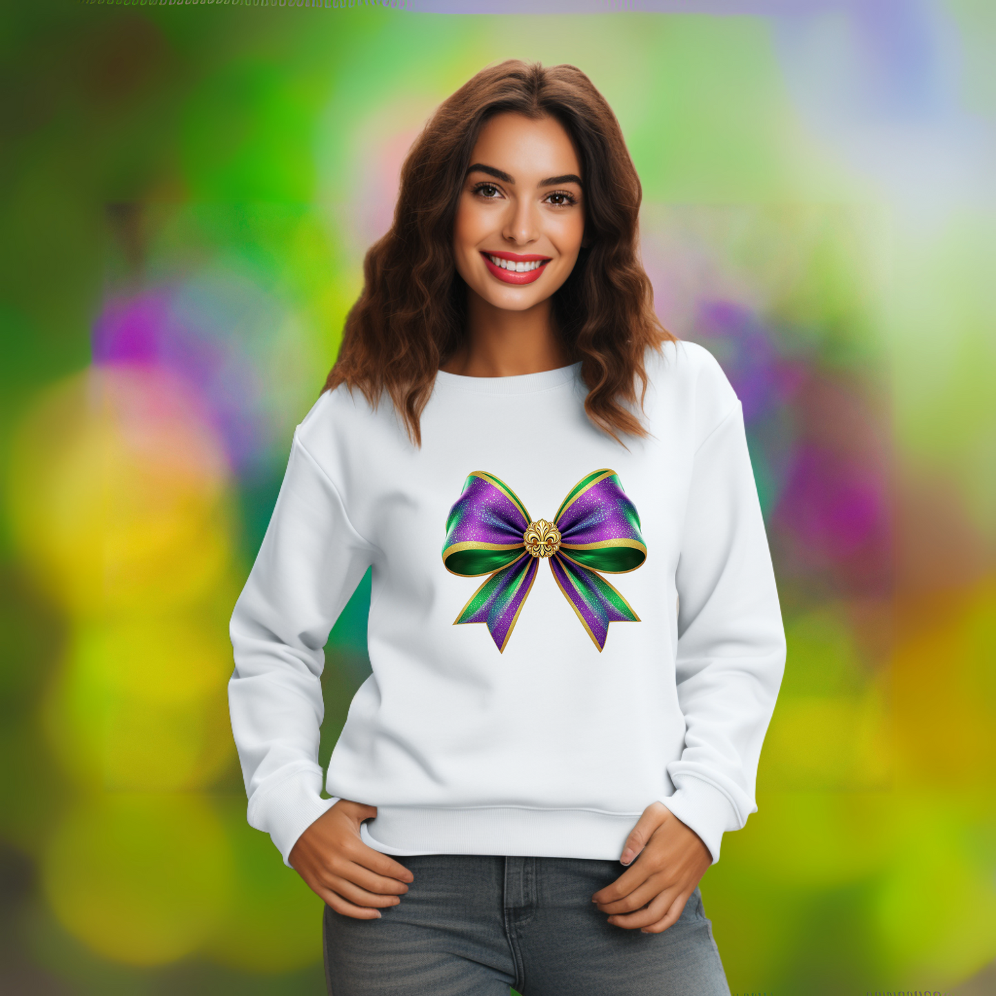 MARDI GRAS BOWS SWEATSHIRT