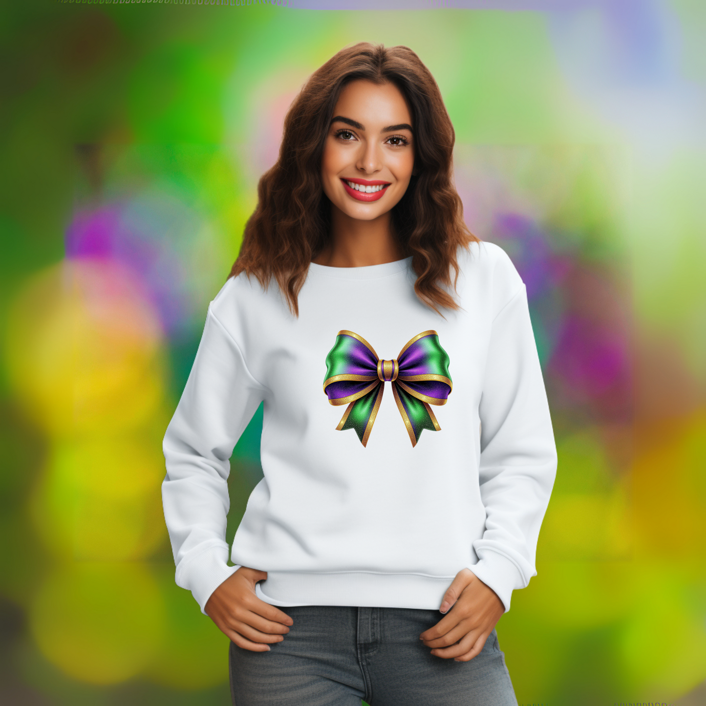 MARDI GRAS BOWS SWEATSHIRT