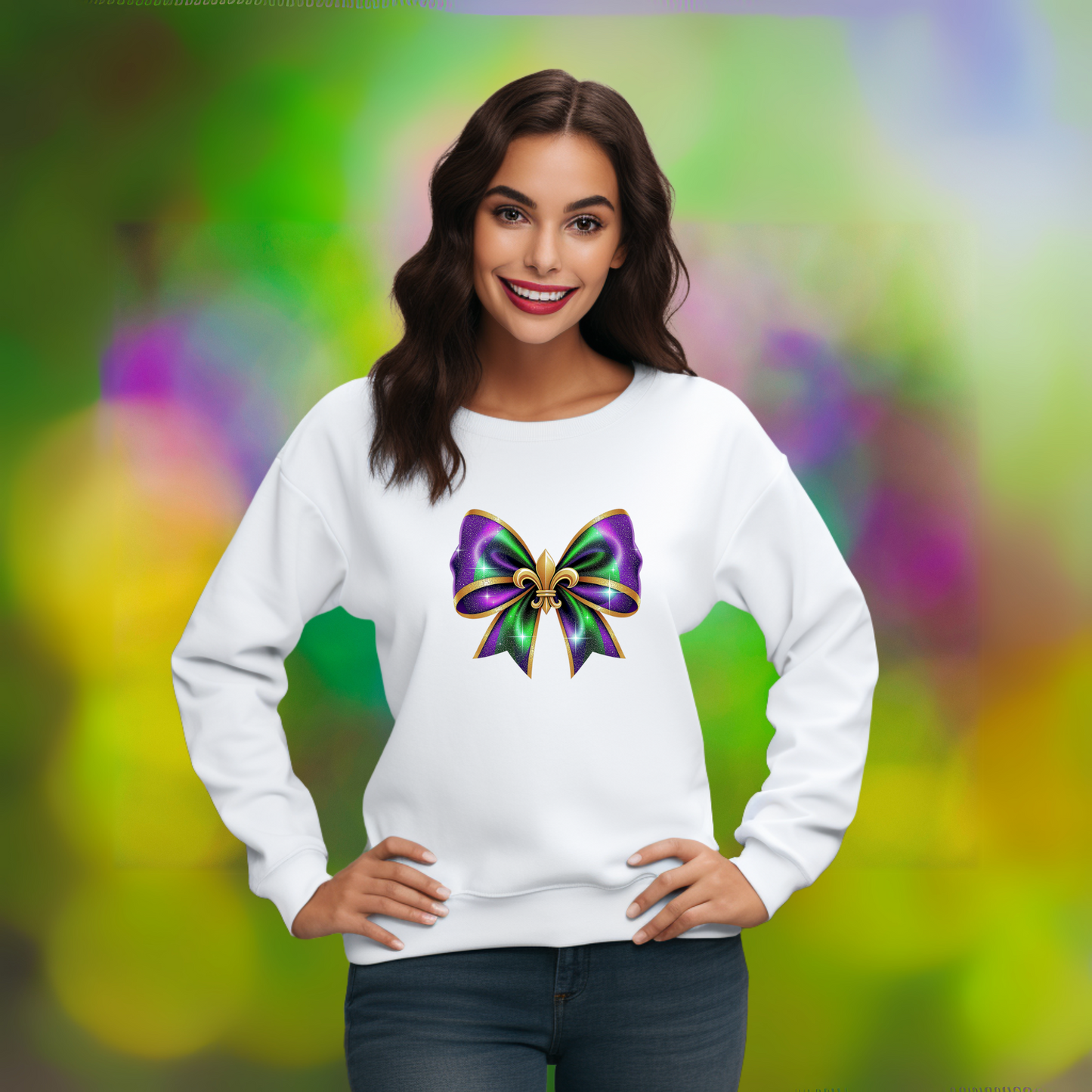 MARDI GRAS BOWS SWEATSHIRT