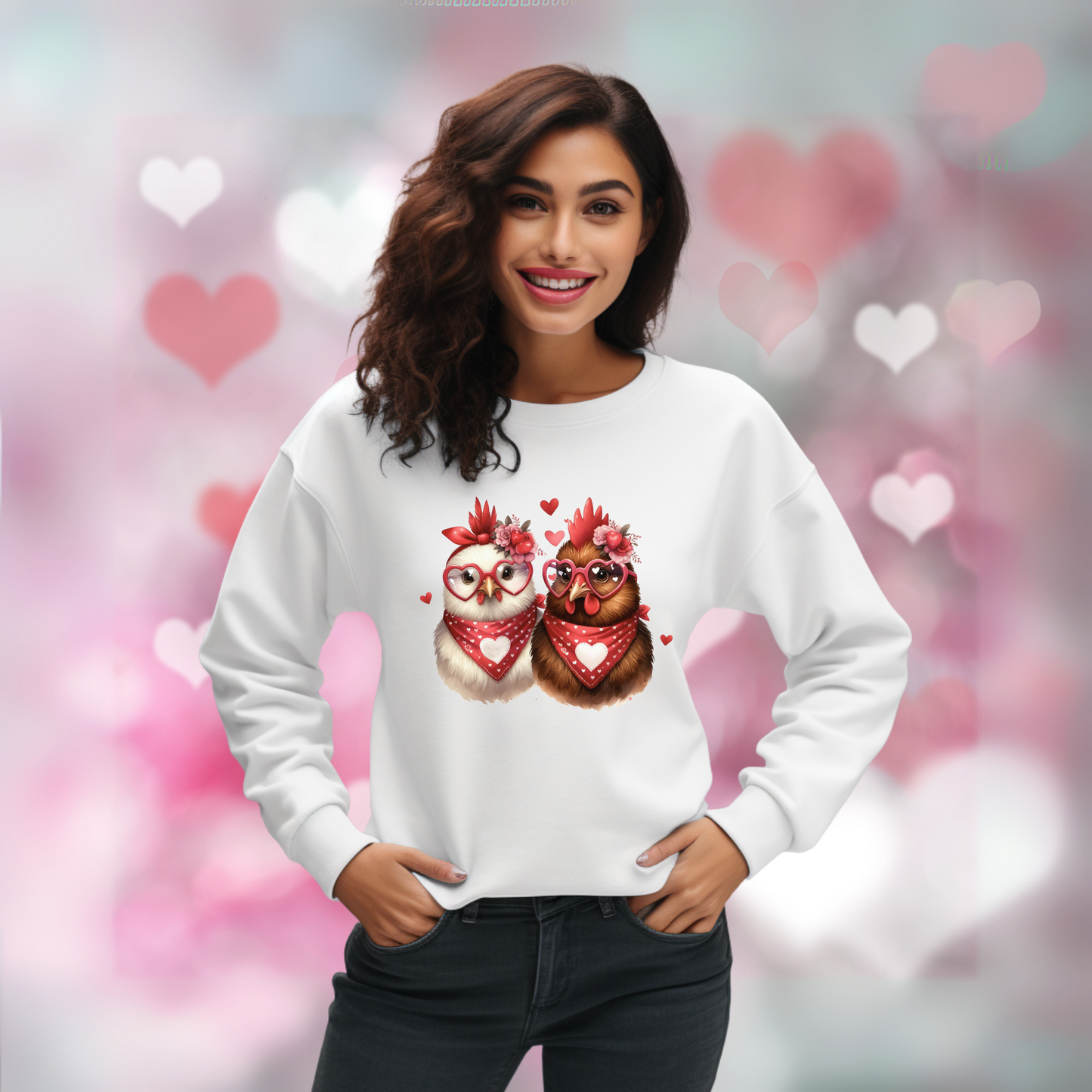 VALENTINES CHICKEN COUPLE SWEATSHIRT