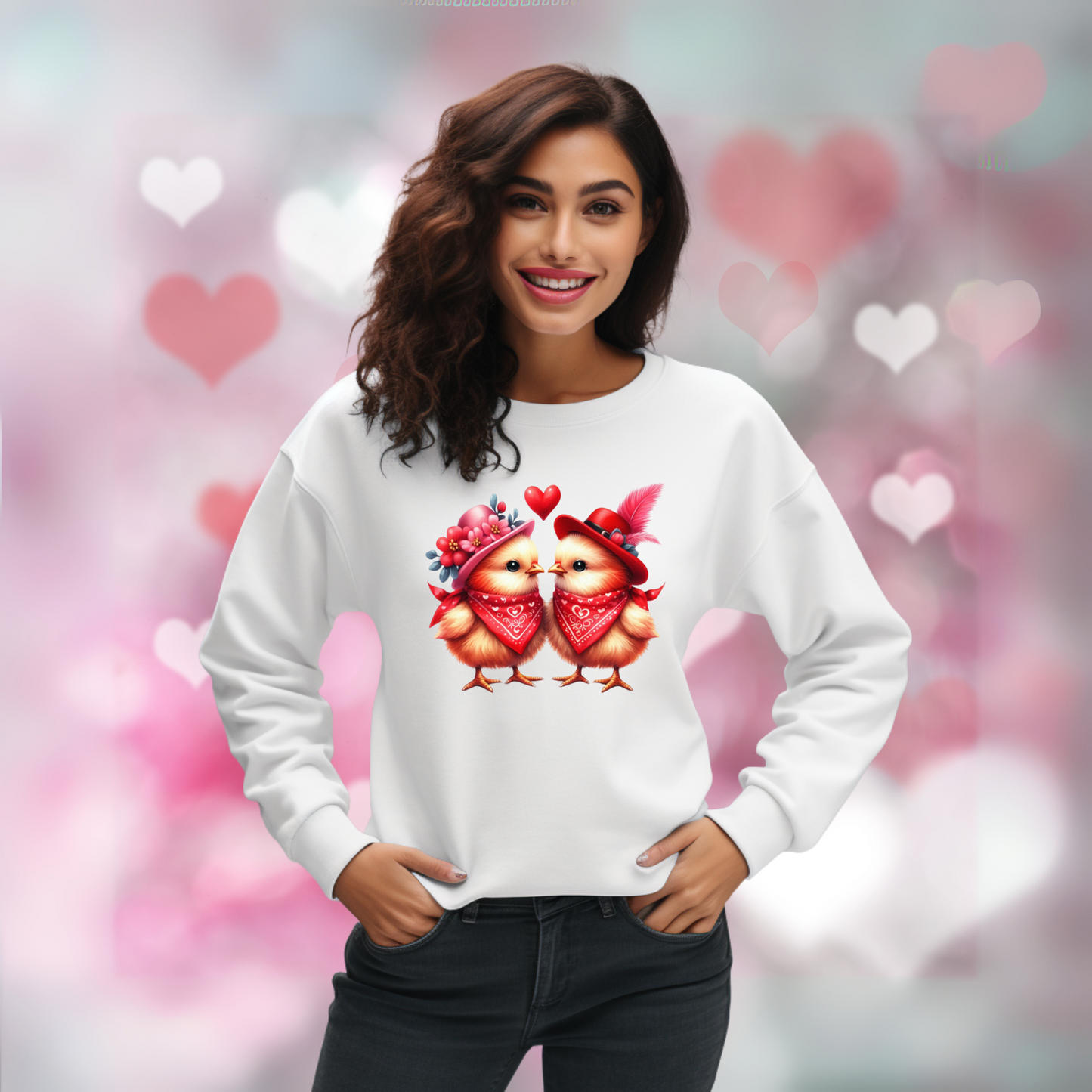 VALENTINES CHICKEN COUPLE SWEATSHIRT