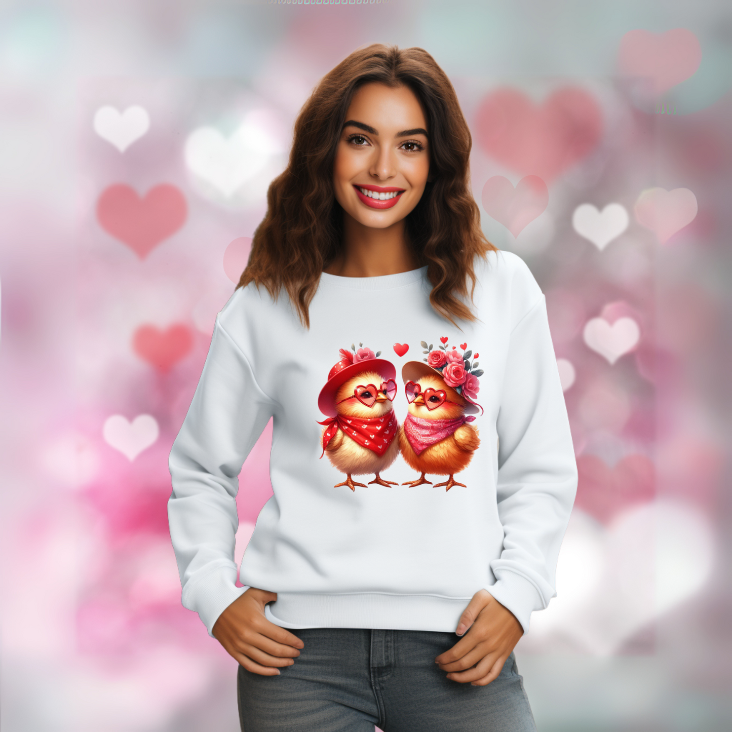 VALENTINES CHICKEN COUPLE SWEATSHIRT