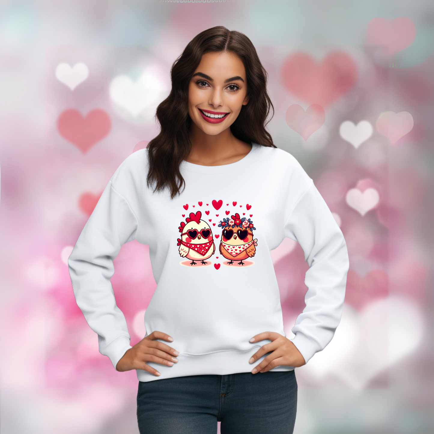 VALENTINES CHICKEN COUPLE SWEATSHIRT