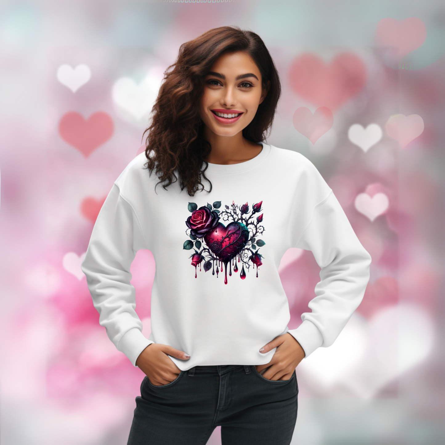 DRIPPING HEART VALENTINES SWEATSHIRT