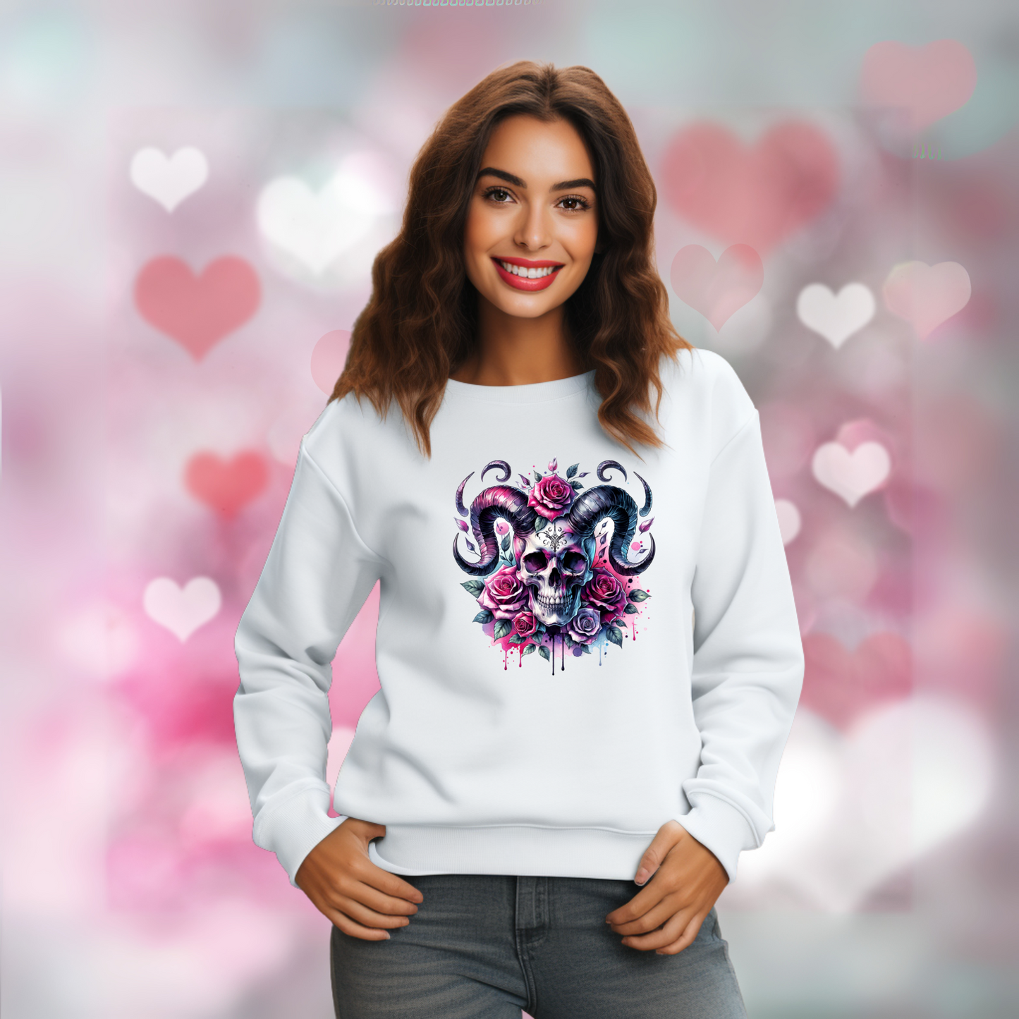 GOTHIC FLORAL SKULLS SWEATSHIRT