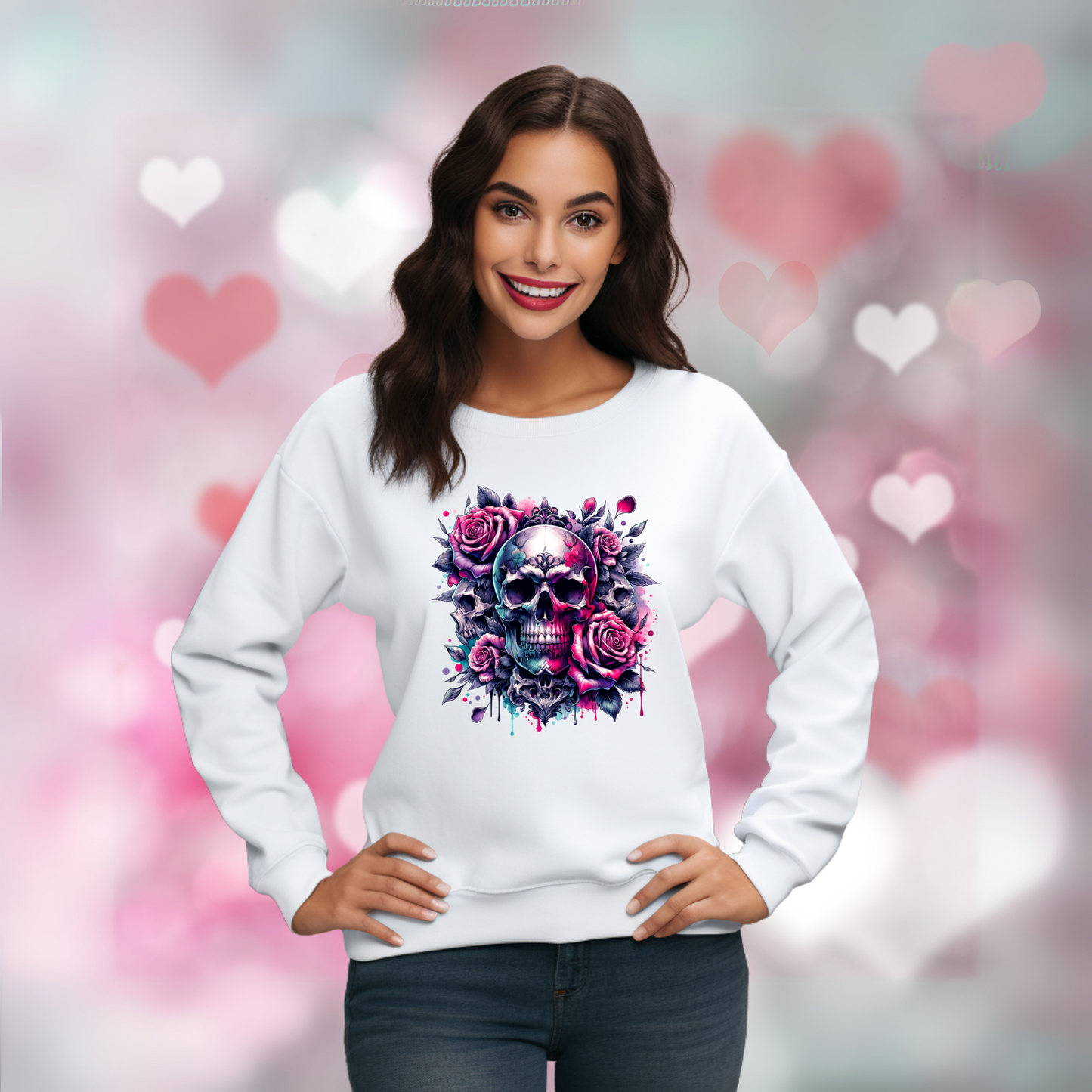 GOTHIC FLORAL SKULLS SWEATSHIRT